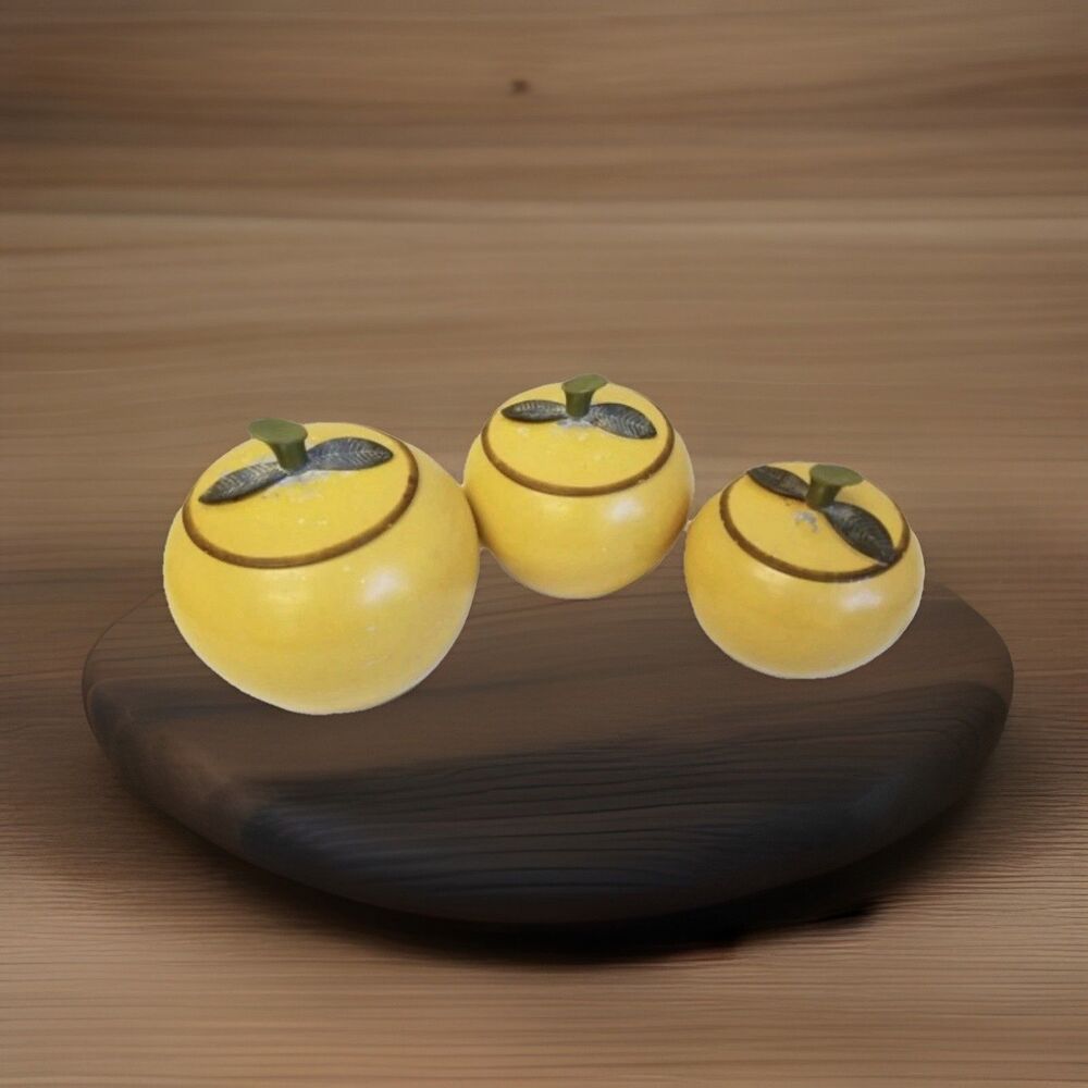 Vintage Chrom-Ever Yellow Apple Canister Set 3 Pc MCM Anodized Aluminum